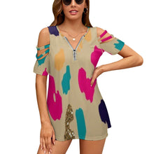 Carica l'immagine nel visualizzatore di Gallery, Ladies BE Zip Off Shoulder Top Inkedjoy