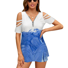 Load image into Gallery viewer, Ladies BE Zip Off Shoulder Top Inkedjoy