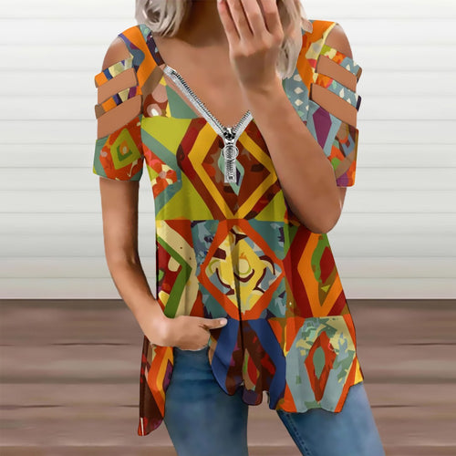 Ladies BE Zip Off Shoulder Top Inkedjoy