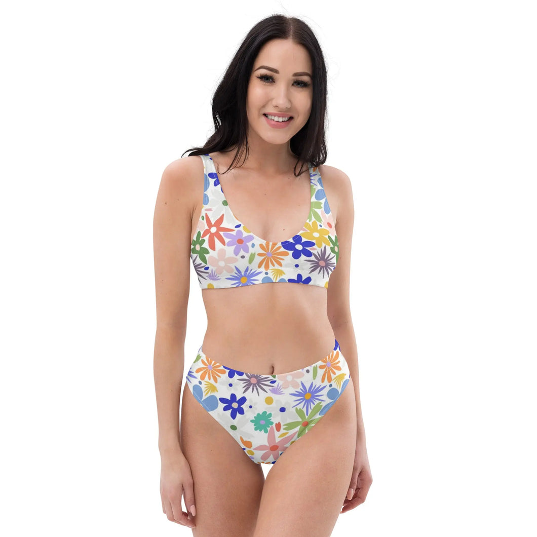 Bikini ecosostenibile a vita alta con stampa all over - trisarte