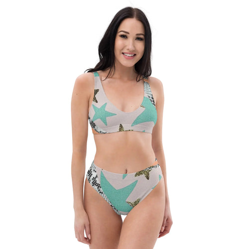 Bikini ecosostenibile a vita alta con stampa all over - trisarte