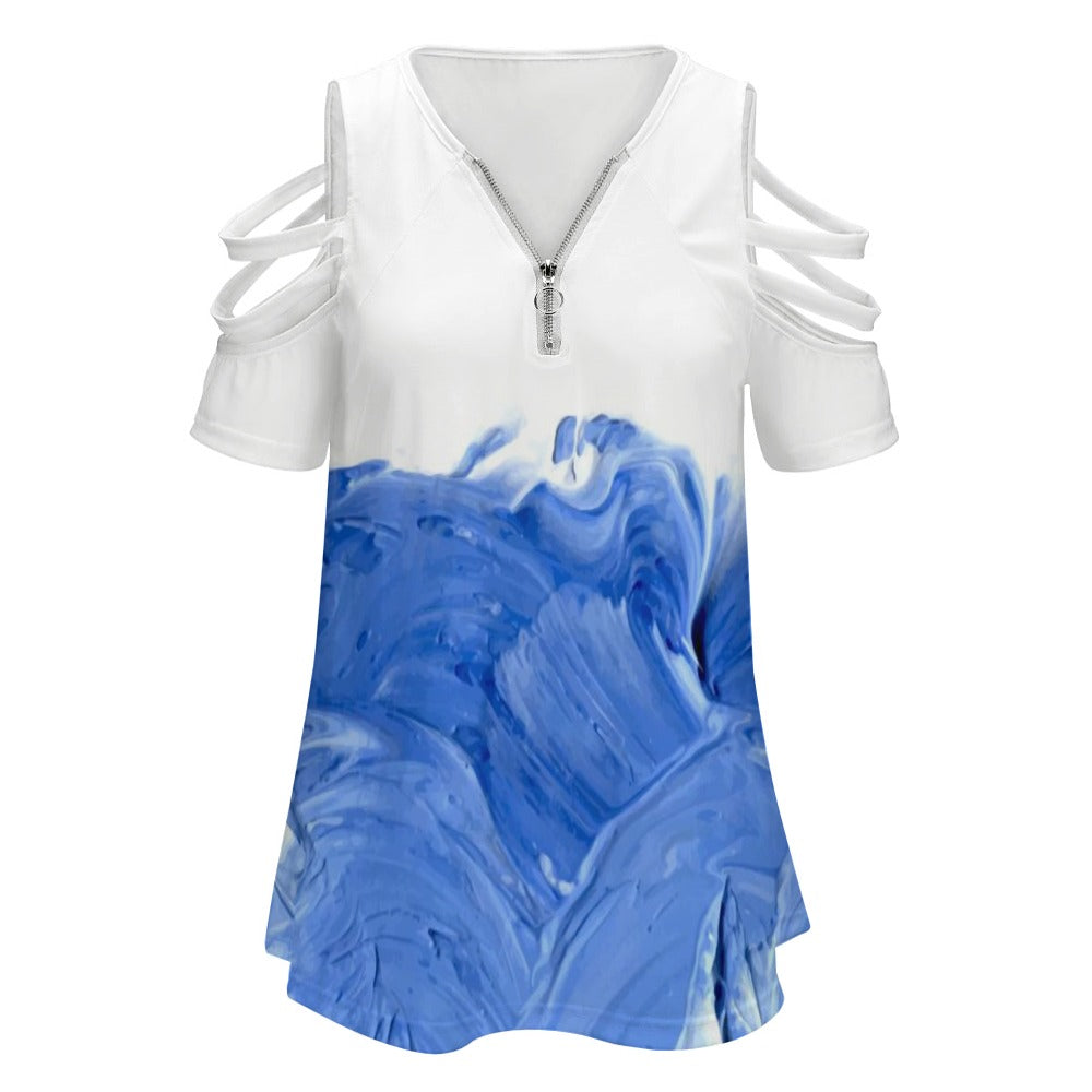 Ladies BE Zip Off Shoulder Top Inkedjoy